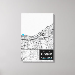 Cleveland, Ohio City Map + Mark Your Location Canvas Print