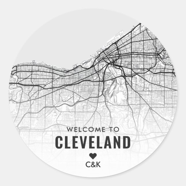 Cleveland, Ohio City Map | Wedding Welcome Classic Round Sticker (Front)