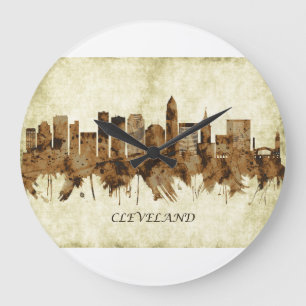 Cleveland Ohio Cityscape Large Clock