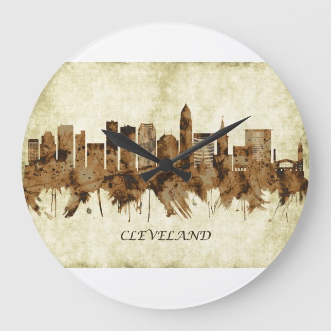 Cleveland Ohio Cityscape Large Clock (Front)