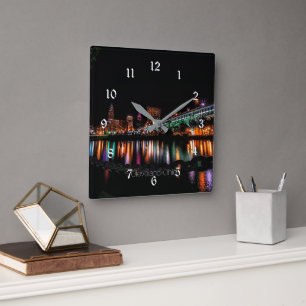 Cleveland Ohio cityscape Square Wall Clock