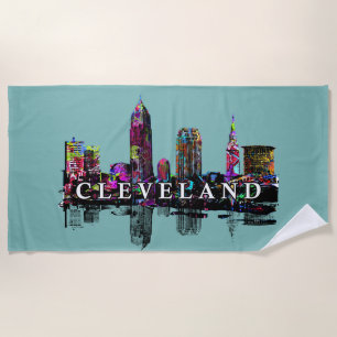Cleveland, Ohio covered in graffiti Beach Towel