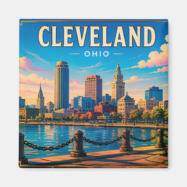 🌆 Cleveland Ohio Downtown Visit  Magnet (Front)