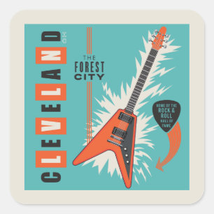Cleveland Ohio   Electric Guitar Square Sticker