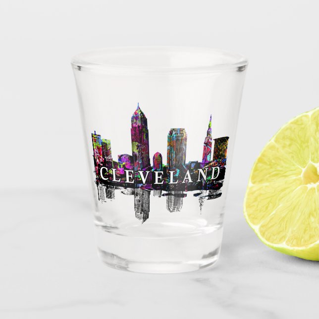 Cleveland, Ohio in graffiti  Shot Glass (Front)