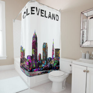 Cleveland, Ohio in graffiti Shower Curtain