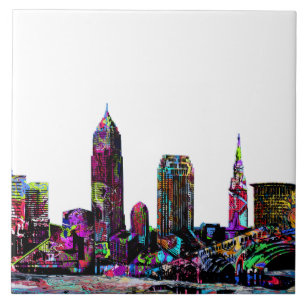 Cleveland, Ohio in graffiti Tile