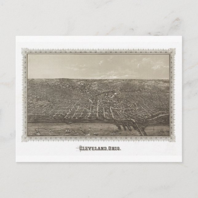 Cleveland, Ohio map Postcard (Front)