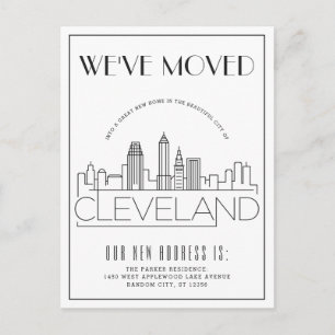 Cleveland, Ohio Modern Deco   Change of Address Announcement Postcard