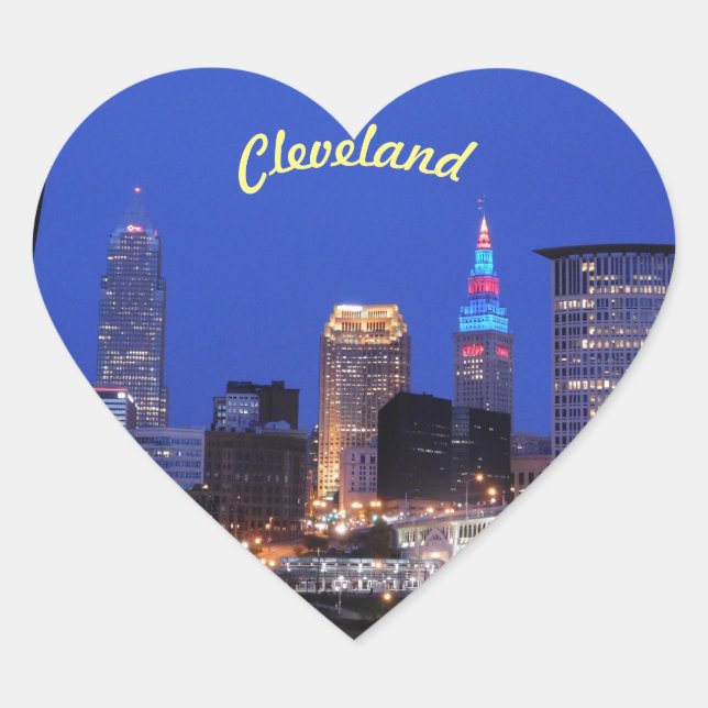 Cleveland,Ohio Night Sky Heart Sticker (Front)