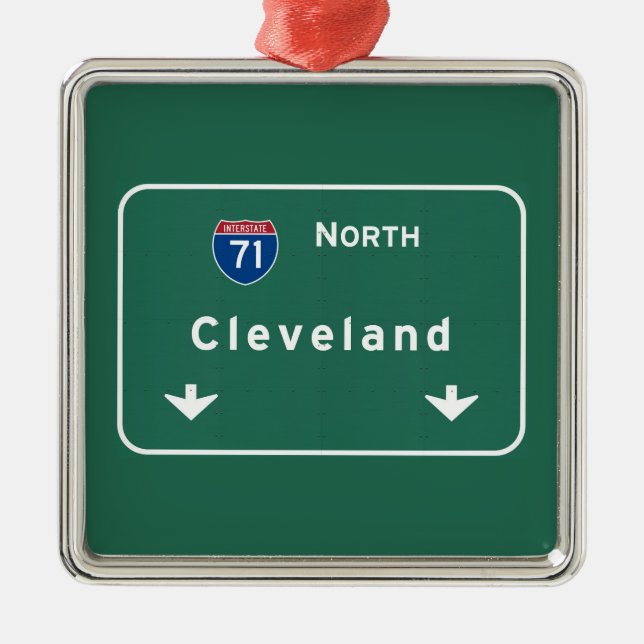 Cleveland Ohio oh Interstate Highway Freeway : Metal Tree Decoration (Front)