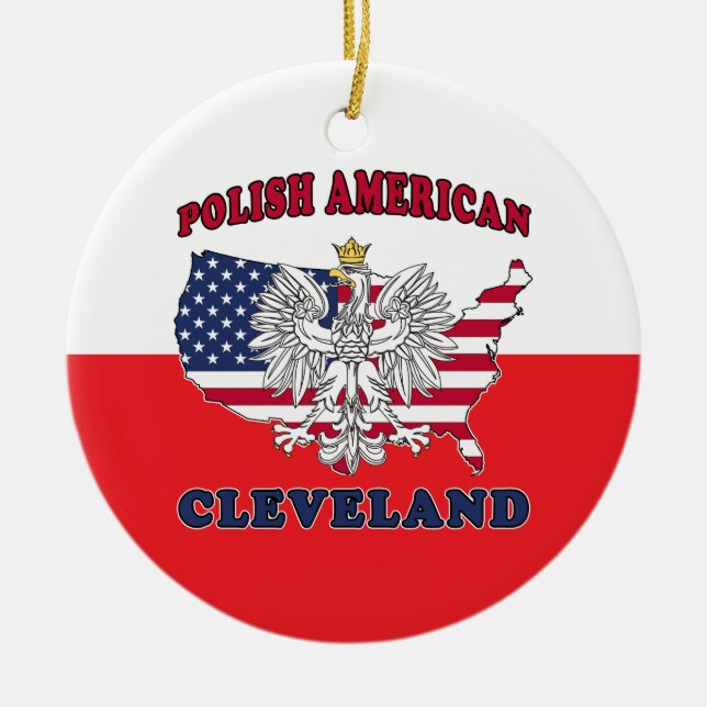 Cleveland Ohio Polish Ceramic Tree Decoration (Front)