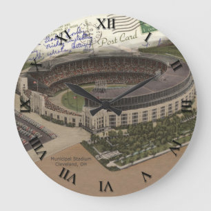 Cleveland Ohio Post Card Clock - Municipal Stadium