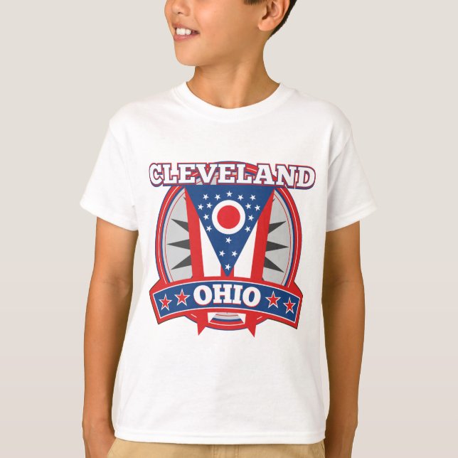 Cleveland Ohio Red White Blue Patriotic State Flag T-Shirt (Front)