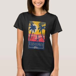 Cleveland Ohio Retro Palm Trees Surf Distressed De T-Shirt