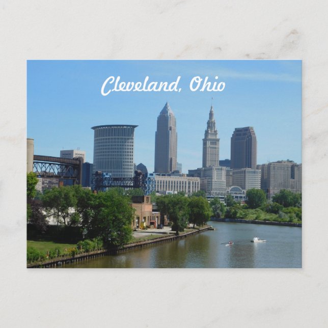 Cleveland, Ohio River Skyline Postcard (Front)