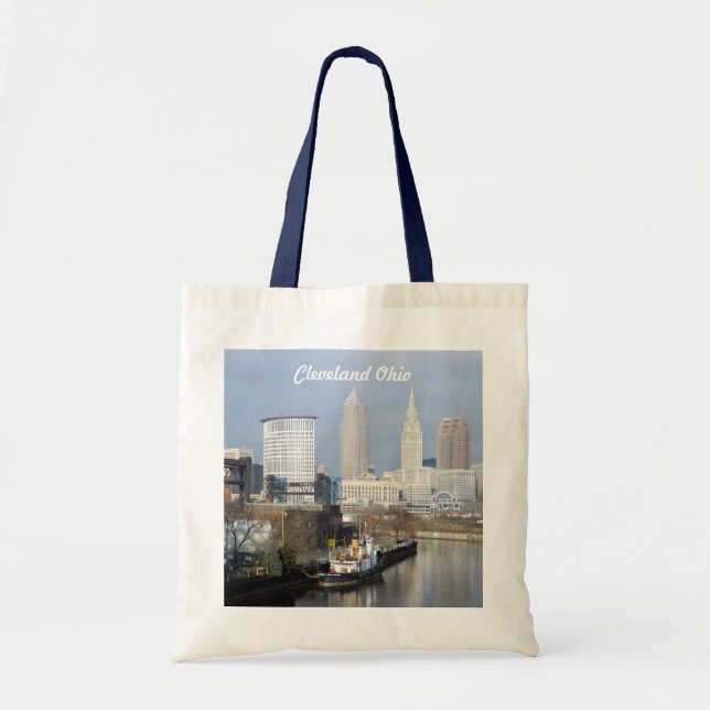 Cleveland, Ohio River Skyline Tote Bag (Front)