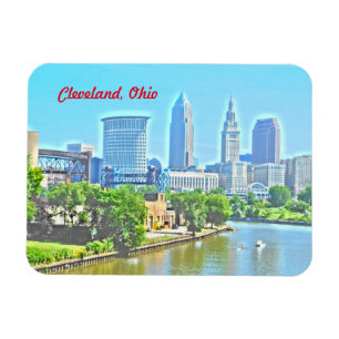 Cleveland Ohio River View (Paint Effect) Magnet