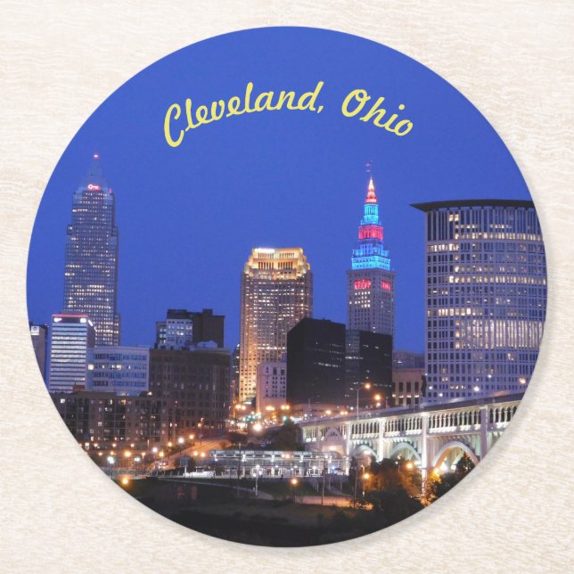 Cleveland, Ohio River View Paper Coaster (Front)