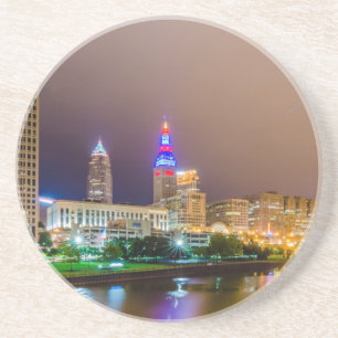 cleveland ohio sity skyline of downtown coaster