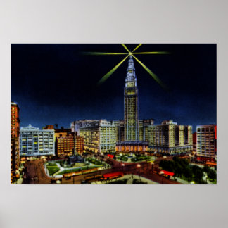 Cleveland Ohio Skyline at Night Poster