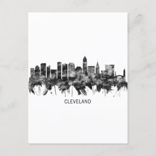 Cleveland Ohio Skyline BW Holiday Postcard