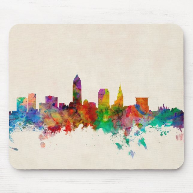 Cleveland Ohio Skyline Cityscape Mouse Mat (Front)