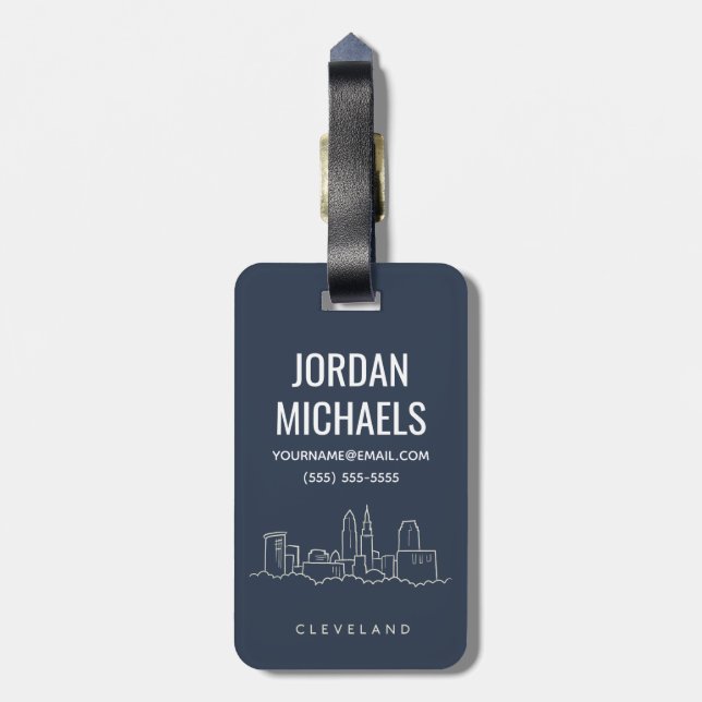Cleveland Ohio Skyline Luggage Tag (Back Vertical)
