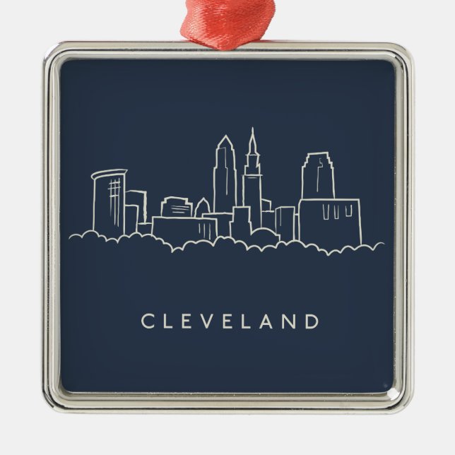 Cleveland Ohio Skyline Metal Tree Decoration (Front)