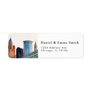 Cleveland Ohio Skyline Return Address Label