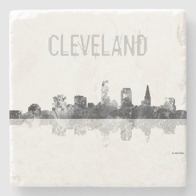 CLEVELAND, OHIO SKYLINE STONE COASTER (Front)