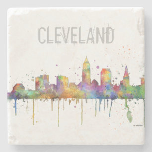 CLEVELAND, OHIO SKYLINE STONE COASTER