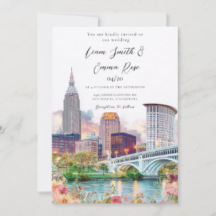 Cleveland Ohio Skyline Wedding Invitation