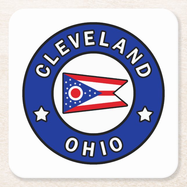 Cleveland Ohio Square Paper Coaster (Front)