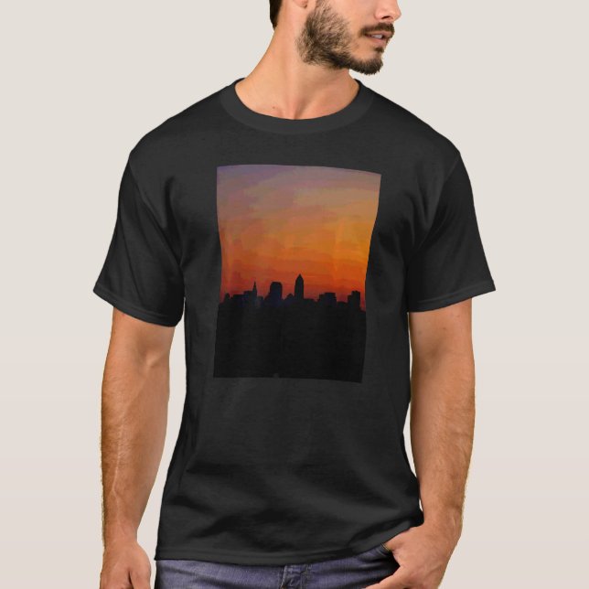 Cleveland Ohio State Skyline Sunset   T-Shirt (Front)