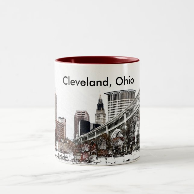 Cleveland, Ohio Two-Tone Coffee Mug (Center)