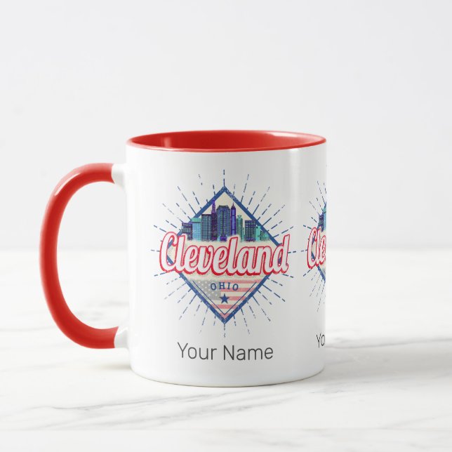 Cleveland Ohio United States Skyline Vintage USA Mug (Left)