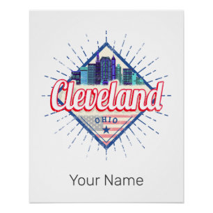 Cleveland Ohio United States Skyline Vintage USA Poster