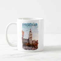Cleveland Ohio Watercolor City View