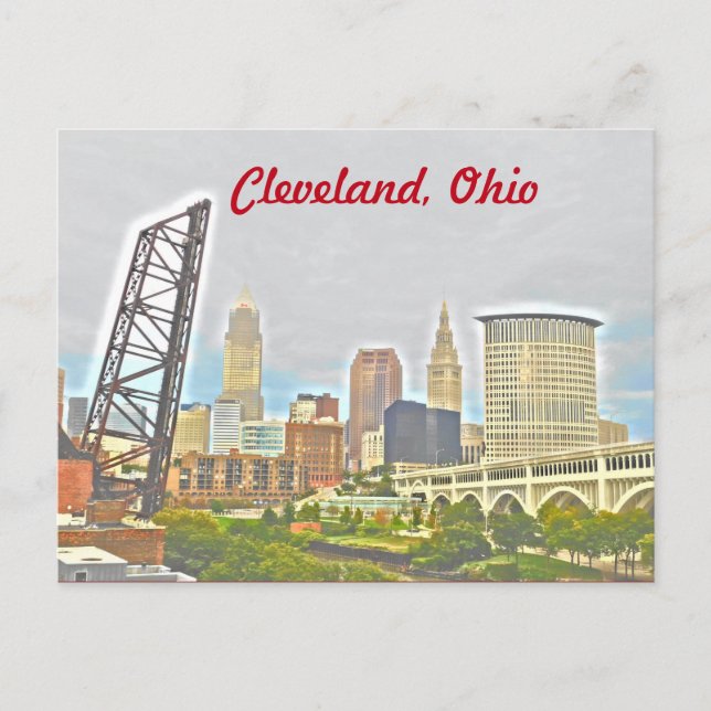 Cleveland, Ohio West Bank View Postcard (Front)