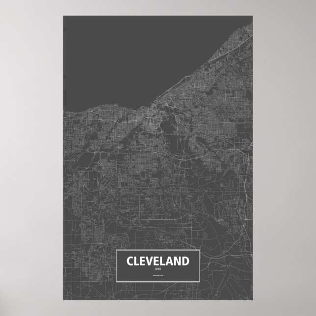 Cleveland, Ohio (white on black) Poster (Front)