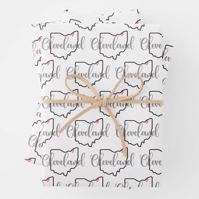 Cleveland Ohio Wrapping Paper Sheet (In situ)
