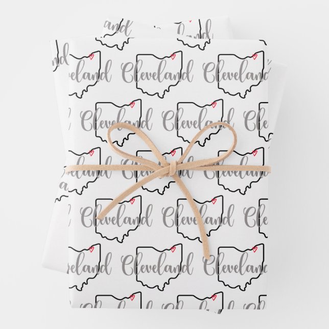 Cleveland Ohio Wrapping Paper Sheet (In situ)