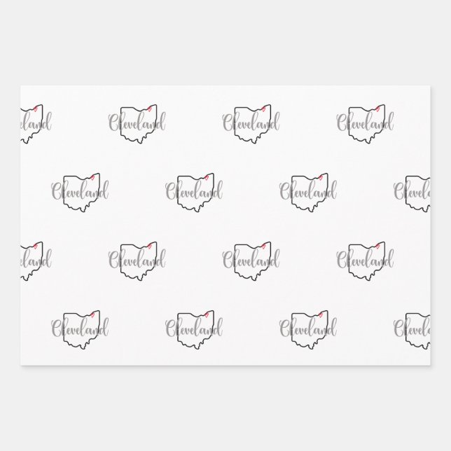 Cleveland Ohio Wrapping Paper Sheet (Front)