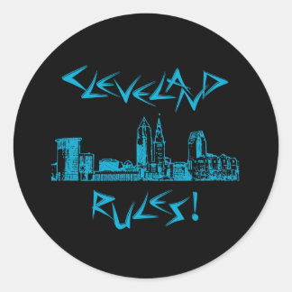 Cleveland Rules! black round sticker
