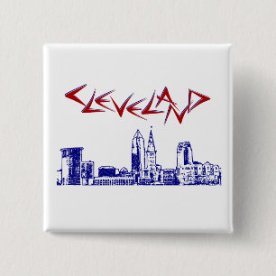 Cleveland Skyline 15 Cm Square Badge