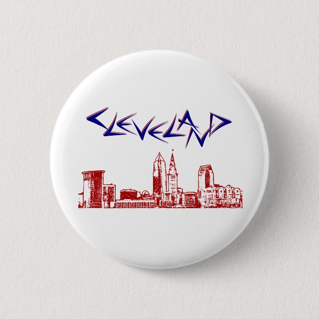 Cleveland Skyline 6 Cm Round Badge (Front)