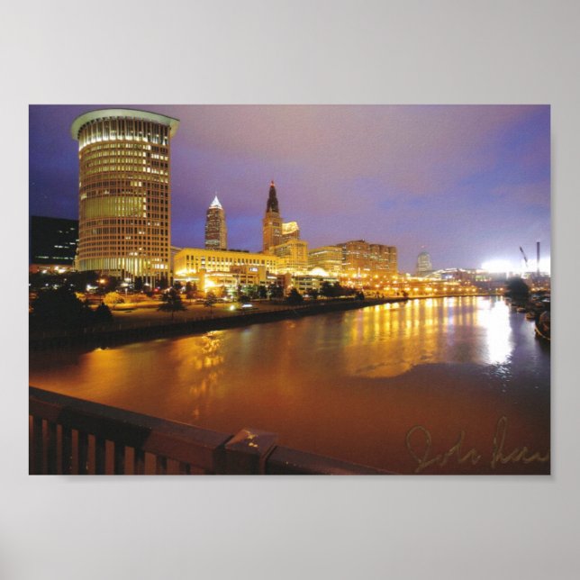 Cleveland Skyline at Night Poster (Front)
