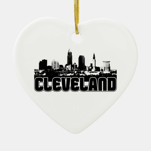 Cleveland Skyline Ceramic Tree Decoration (Front)