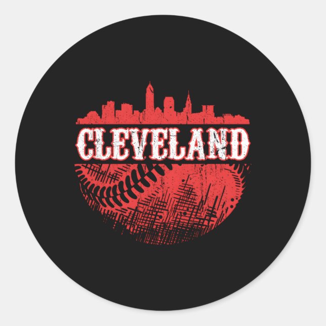 Cleveland Skyline City Baseball Met At Gameday Classic Round Sticker (Front)